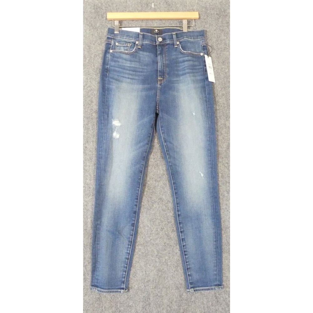 7 For All Mankind Women's 30 Jeans Skinny Ankle High Rise Blue NWT
